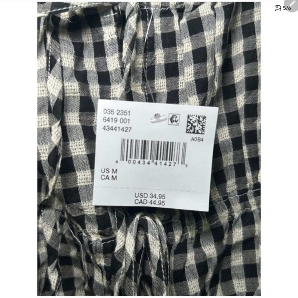 American Eagle Black and White Gingham Ruffle Crop Top Large - Picture 5 of 5
